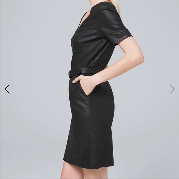NWOT White House Black Market Faux Leather Dress with pockets (size 4) - Picture 3 of 9